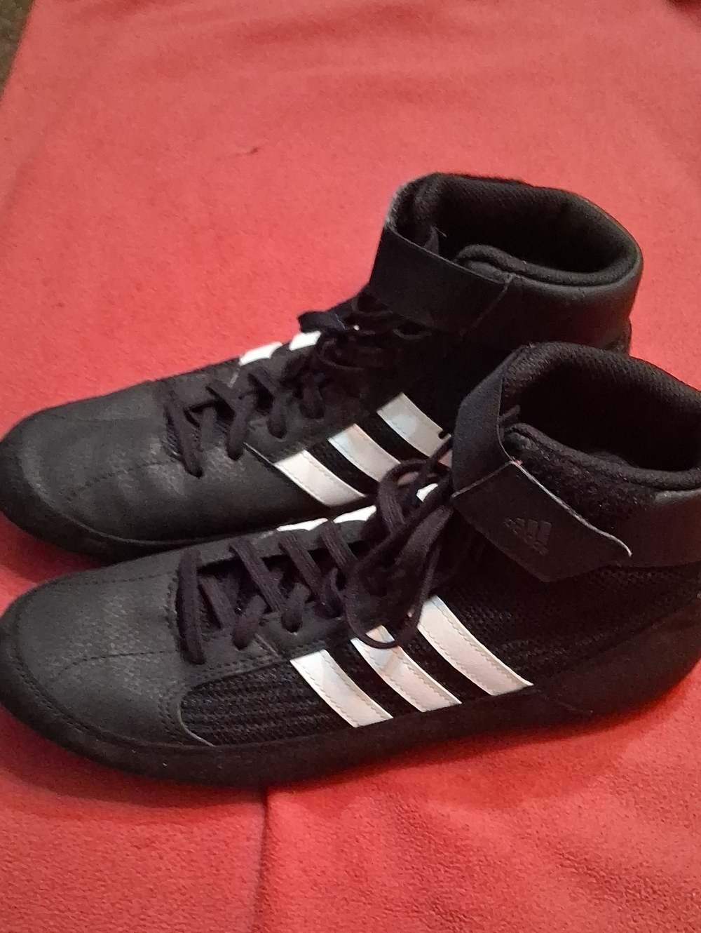 adidas Men’s Wrestling  Black Athletic High-Tops with White Stripes